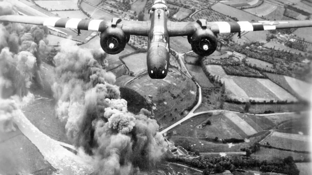 Avion bombardier en mission en Normandie