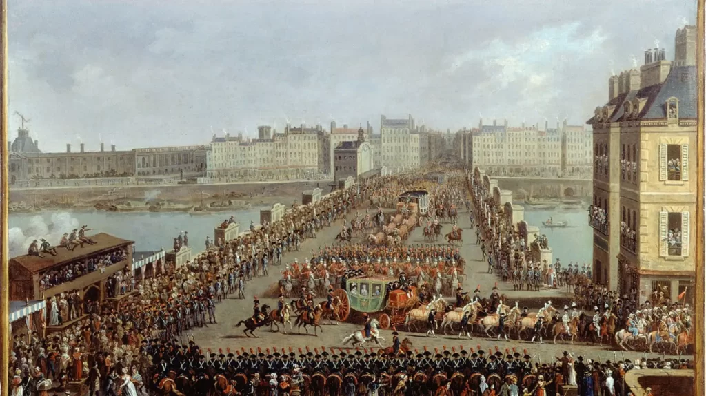 Le cortège impérial qui se rend à Notre-Dame de Paris pour le sacre de Napoléon